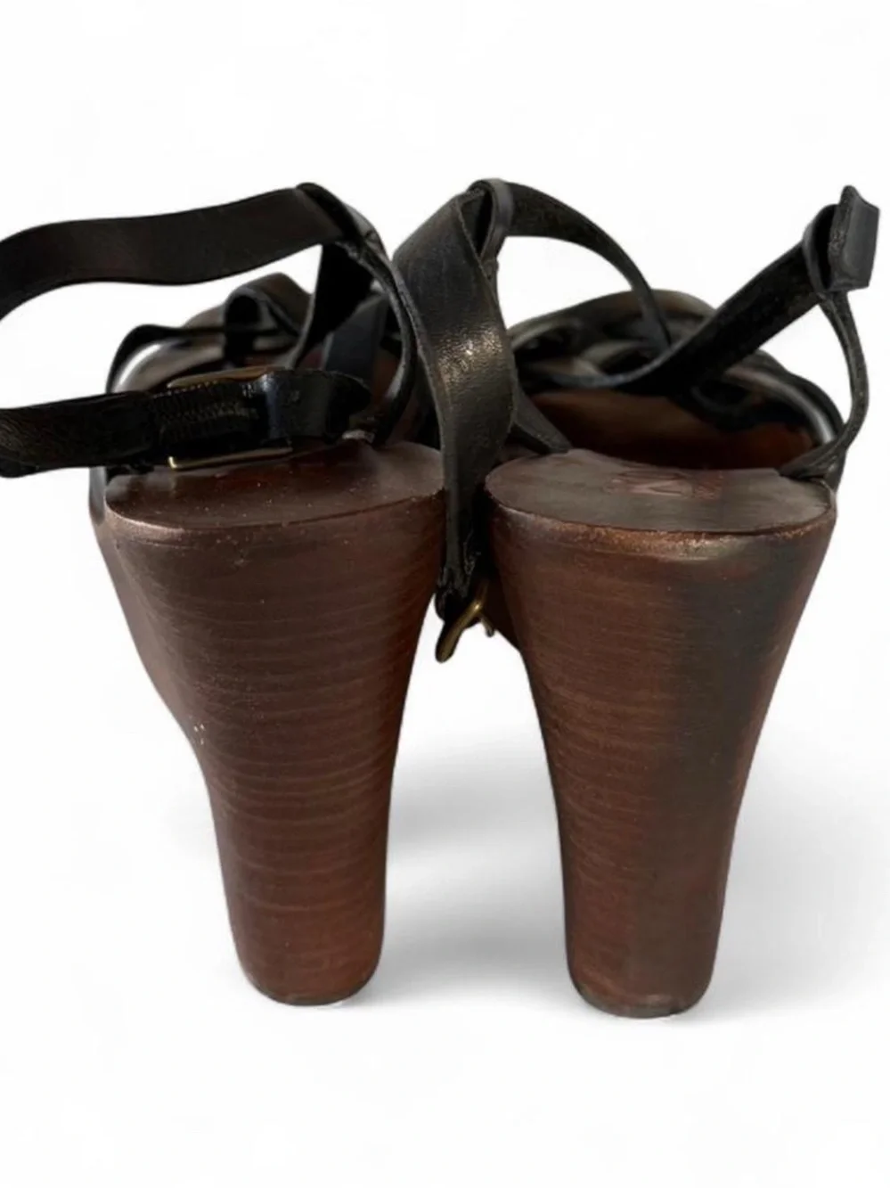 Michael Kors Black Leather Woven Strap Sandals